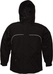 Viking - Size 3XL, Black, Rain, Wind Resistant Jacket - 55" Chest, 3 Pockets, Attached Hood - A1 Tooling