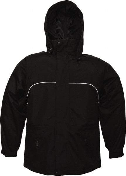 Viking - Size 2XL, Black, Rain, Wind Resistant Jacket - 51" Chest, 3 Pockets, Attached Hood - A1 Tooling