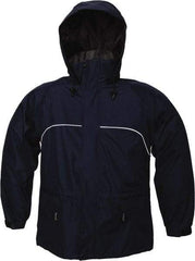 Viking - Size S, Navy, Rain, Wind Resistant Jacket - 37" Chest, 3 Pockets, Attached Hood - A1 Tooling