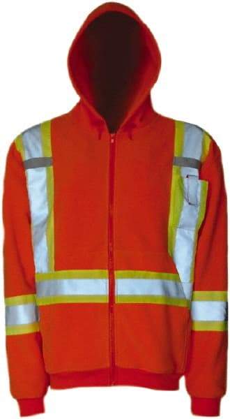 Viking - Size 2XL High Visibility Sweatshirt - High Visbility Lime, Thermal Fleece & Polyester, Zipper Closure, 51" Chest - A1 Tooling