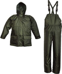 Viking - Size 3XL, Green, Rain Three Piece Suit - Detachable Hood, Hook & Loop Ankle, Hook & Loop Wrist - A1 Tooling