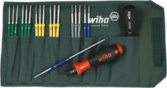 Wiha - 20 Piece, 1/4" Drive Screwdriver Bit Set - #0, #1 & #2 Phillips, 5/64 to 5/32" Hex, T7 to T20 Torx, 2.5, 3.5 & 4mm Slotted - A1 Tooling