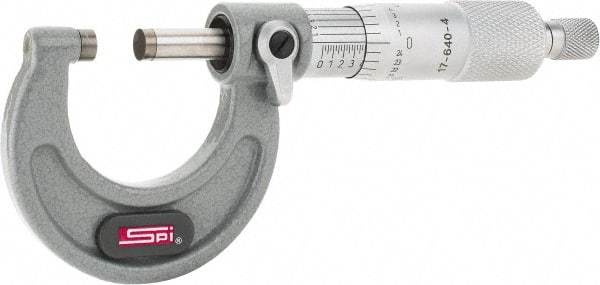 SPI - 0 to 1" Range, 0.0001" Graduation, Mechanical Outside Micrometer - Ratchet Stop Thimble, 1.11" Throat Depth, Accurate to 0.0001" - A1 Tooling