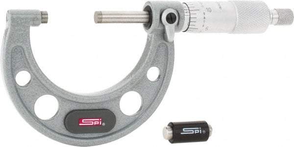 SPI - 1 to 2" Range, 0.0001" Graduation, Mechanical Outside Micrometer - Ratchet Stop Thimble, 1-1/2" Throat Depth, Accurate to 0.0002" - A1 Tooling