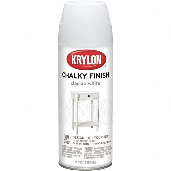 Krylon - White, Flat, Aerosol Spray Paint - 15 to 20 Sq Ft per Can, 12 oz Container - A1 Tooling