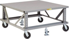 Little Giant - 3,600 Lb Capacity Steel Adjustable Height Pallet Stand - Steel Deck, 42" OAW, 48" Platform Length, Phenolic Casters - A1 Tooling