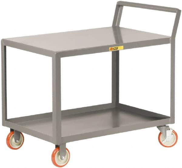 Little Giant - 1,200 Lb Capacity, 24" Wide x 52" Long x 38-3/4" High Shelf Cart - 2 Shelf, Steel, 2 Rigid/2 Swivel Casters - A1 Tooling