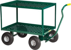 Little Giant - 1,200 Lb Capacity Steel 2-Tier Wagon - Steel Deck, 24" OAW, 36" Platform Length x 39" Platform Height, Pneumatic Casters - A1 Tooling