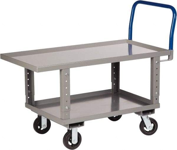 Little Giant - 2,000 Lb Capacity Steel Raised Deck Platform Truck - Steel Deck, 30" OAW, 48" Platform Length x 35-1/2" Platform Height, Mold On Rubber Casters - A1 Tooling