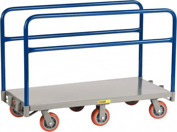 Little Giant - 3,600 Lb Capacity Steel 6-Wheeled Platform Truck - Steel Deck, 24" OAW, 60" Platform Length x 9" Platform Height, Polyurethane Casters - A1 Tooling