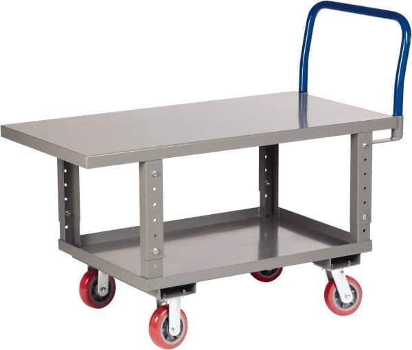 Little Giant - 2,000 Lb Capacity Steel Raised Deck Platform Truck - Steel Deck, 30" OAW, 48" Platform Length x 35-1/2" Platform Height, Polyurethane Casters - A1 Tooling