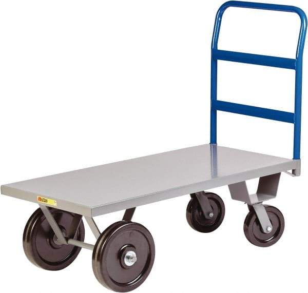 Little Giant - 5,000 Lb Capacity Steel Heavy Duty Platform Truck - Steel Deck, 36" OAW, 72" Platform Length x 16-1/2" Platform Height, Phenolic Casters - A1 Tooling