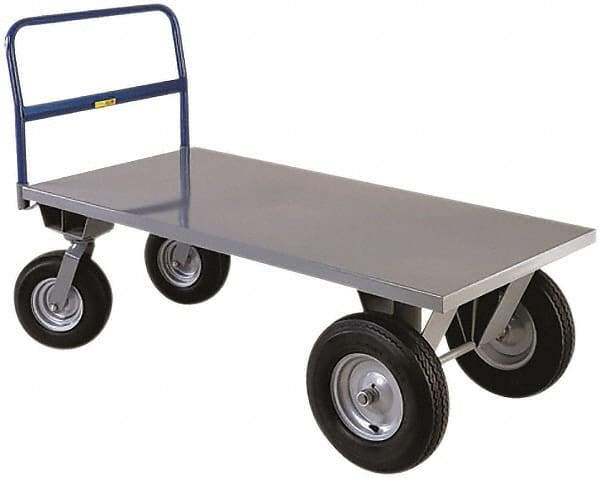 Little Giant - 3,000 Lb Capacity Steel 8 Wheeler Wagon Truck - Steel Deck, 30" OAW, 48" Platform Length x 18-1/4" Platform Height, Pneumatic Casters - A1 Tooling