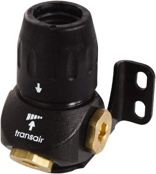 Transair - 7/8" ID, 25mm OD, Three Port Wall Bracket - Plastic, 232 Max psi, 1/2 & 1/4 Female NPT, 3-5/16" Long - A1 Tooling