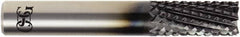 OSG - 1/2" Diam, 2" LOC, Burr End, Solid Carbide Diamond Pattern Router Bit - Right Hand Cut, 4" OAL, 1/2" Shank Diam, Use on Carbon Fiber, Honeycomb Core, Carbon - A1 Tooling