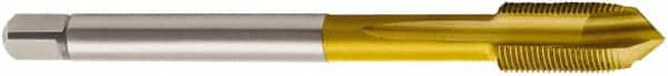 Seco - M8x1.00 Metric, 3 Flute, TiN Finish, Powdered Metal Spiral Point Tap - Plug Chamfer, Right Hand Thread, 90mm OAL, 0.7087" Thread Length, 6mm Shank Diam, 6H Class of Fit - Exact Industrial Supply