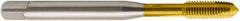 Seco - 1/4-28 UNF, 3 Flute, TiN Finish, Powdered Metal Spiral Point Tap - Plug Chamfer, Right Hand Thread, 80mm OAL, 14.1mm Thread Length, 7mm Shank Diam, 2B Class of Fit - Exact Industrial Supply