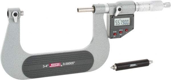 SPI - 75 to 100mm Range, Electronic Screw Thread Micrometer - Ratchet Stop Thimble, 0.00005" Graduation, 0.0002" Accuracy - A1 Tooling