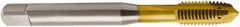 Seco - M8x1.25 Metric, 3 Flute, TiN Finish, Powdered Metal Spiral Point Tap - Plug Chamfer, Right Hand Thread, 90mm OAL, 0.4567" Thread Length, 8mm Shank Diam, 6H Class of Fit - Exact Industrial Supply