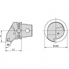 Kennametal - Insert Style CC.., 40mm Head Length, Left Hand Cut, Internal Modular Threading Cutting Unit Head - System Size KM40TS, 27mm Center to Cutting Edge, Series S-Clamping - A1 Tooling