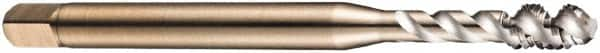 DORMER - M8x1.25 Metric Coarse 3 Flute 6H Bottoming Spiral Flute Tap - Cobalt, Bright Finish, 90mm OAL, Right Hand Flute, Right Hand Thread, Series EX006H - Exact Industrial Supply