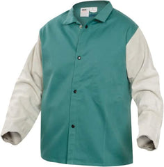 PRO-SAFE - Size M Flame Resistant/Retardant Jacket - Green, Gray, Cotton, Snaps Closure, 38 to 40" Chest - A1 Tooling