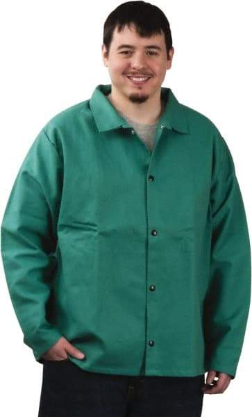 PRO-SAFE - Size M Flame Resistant/Retardant Jacket - Green, Cotton, Snaps Closure, 38 to 40" Chest - A1 Tooling