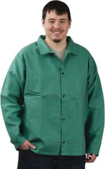 PRO-SAFE - Size L Flame Resistant/Retardant Jacket - Green, Cotton, Snaps Closure, 42 to 44" Chest - A1 Tooling