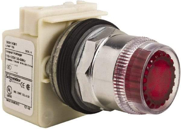 Schneider Electric - 30mm Mount Hole, Extended Straight, Pushbutton Switch Only - Round, Red Pushbutton, Momentary (MO), Weatherproof, Dust and Oil Resistant - A1 Tooling