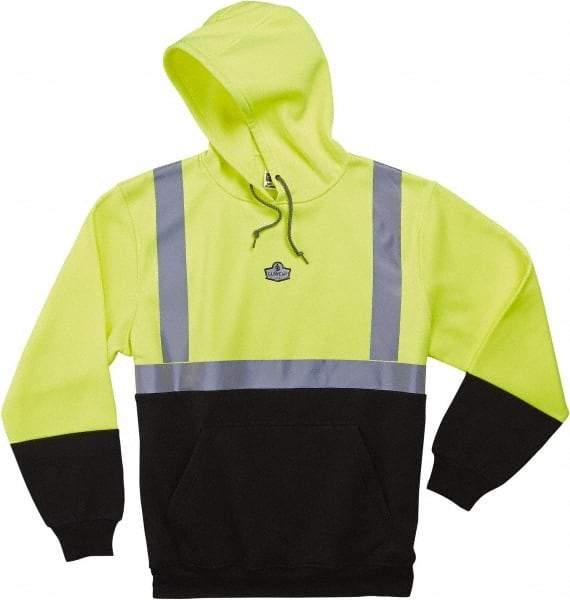 Ergodyne - Size XL Cold Weather & High Visibility Sweatshirt - Lime, Polyester, Pullover Closure - A1 Tooling