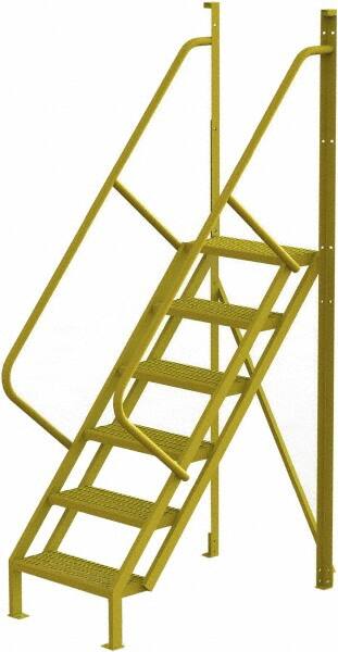 TRI-ARC - 102" 6 Step Configurable Crossover Ladder - 50° Incline, 1,000 Lb Capacity, 60" Platform Height, 30" Base Width x 52-1/2" Base Depth, Perforated Tread - A1 Tooling