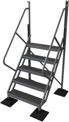 TRI-ARC - 92" 5 Step Configurable Rooftop Ladder - 50° Incline, 500 Lb Capacity, 50" Platform Height, 52-3/4" Base Width x 50" Base Depth, Serrated - A1 Tooling