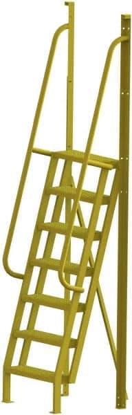 TRI-ARC - 112" 7 Step Configurable Crossover Ladder - 75° Incline, 1,000 Lb Capacity, 70" Platform Height, 30" Base Width x 28" Base Depth, Serrated - A1 Tooling