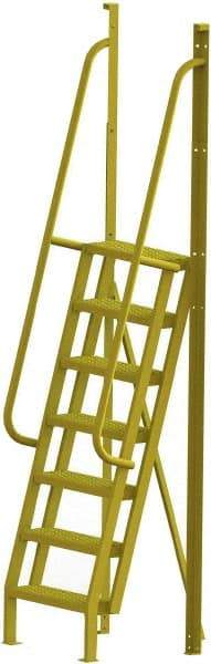 TRI-ARC - 112" 7 Step Configurable Crossover Ladder - 75° Incline, 1,000 Lb Capacity, 70" Platform Height, 30" Base Width x 28" Base Depth, Perforated Tread - A1 Tooling