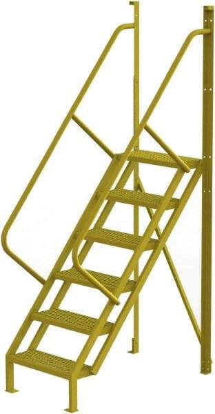 TRI-ARC - 102" 6 Step Configurable Crossover Ladder - 50° Incline, 1,000 Lb Capacity, 60" Platform Height, 30" Base Width x 52-1/2" Base Depth, Serrated - A1 Tooling