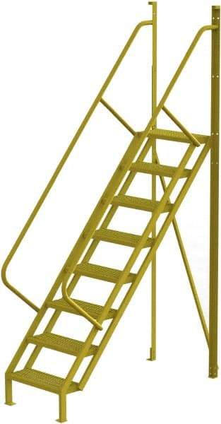 TRI-ARC - 122" 8 Step Configurable Crossover Ladder - 50° Incline, 1,000 Lb Capacity, 80" Platform Height, 30" Base Width x 69-1/2" Base Depth, Perforated Tread - A1 Tooling