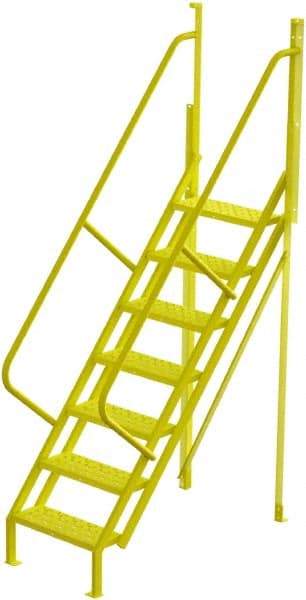 TRI-ARC - 112" 7 Step Configurable Crossover Ladder - 50° Incline, 1,000 Lb Capacity, 70" Platform Height, 30" Base Width x 61" Base Depth, Perforated Tread - A1 Tooling