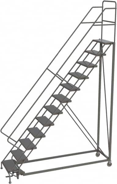 TRI-ARC - 156" 12 Step Configurable Rolling Ladder - 50° Incline, 450 Lb Capacity, 120" Platform Height, 35" Base Width x 90" Base Depth, Perforated Tread - A1 Tooling