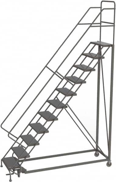 TRI-ARC - 146" 11 Step Configurable Rolling Ladder - 50° Incline, 450 Lb Capacity, 110" Platform Height, 35" Base Width x 84" Base Depth, Perforated Tread - A1 Tooling