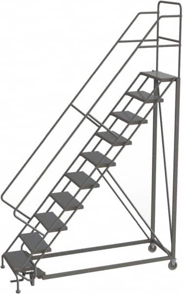 TRI-ARC - 136" 10 Step Configurable Rolling Ladder - 50° Incline, 450 Lb Capacity, 100" Platform Height, 35" Base Width x 76" Base Depth, Perforated Tread - A1 Tooling