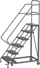 TRI-ARC - 96" 6 Step Configurable Rolling Ladder - 50° Incline, 450 Lb Capacity, 60" Platform Height, 35" Base Width x 50" Base Depth, Perforated Tread - A1 Tooling