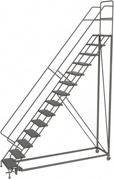 TRI-ARC - 176" 14 Step Configurable Rolling Ladder - 50° Incline, 450 Lb Capacity, 140" Platform Height, 39" Base Width x 104" Base Depth, Perforated Tread - A1 Tooling