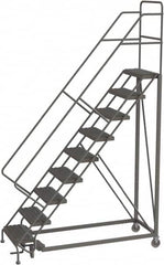 TRI-ARC - 126" 9 Step Configurable Rolling Ladder - 56° Incline, 450 Lb Capacity, 90" Platform Height, 35" Base Width x 71" Base Depth, Serrated - A1 Tooling