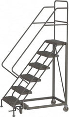 TRI-ARC - 96" 6 Step Configurable Rolling Ladder - 50° Incline, 450 Lb Capacity, 60" Platform Height, 35" Base Width x 50" Base Depth, Serrated - A1 Tooling