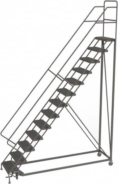 TRI-ARC - 166" 13 Step Configurable Rolling Ladder - 56° Incline, 450 Lb Capacity, 130" Platform Height, 39" Base Width x 97" Base Depth, Serrated - A1 Tooling