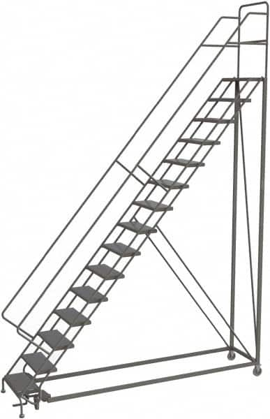 TRI-ARC - 186" 15 Step Configurable Rolling Ladder - 50° Incline, 450 Lb Capacity, 150" Platform Height, 39" Base Width x 111" Base Depth, Perforated Tread - A1 Tooling