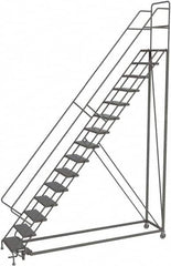 TRI-ARC - 186" 15 Step Configurable Rolling Ladder - 56° Incline, 450 Lb Capacity, 150" Platform Height, 39" Base Width x 111" Base Depth, Perforated Tread - A1 Tooling