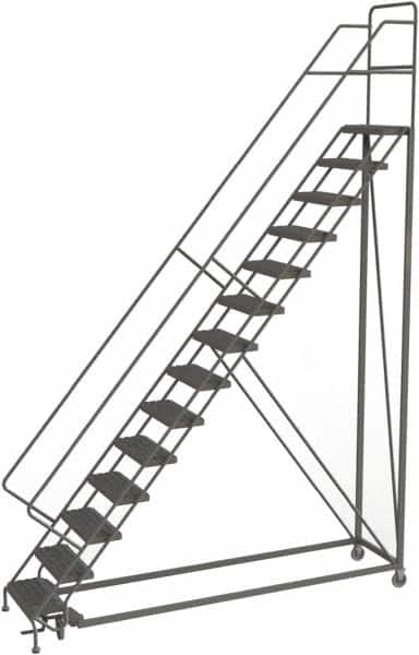 TRI-ARC - 176" 14 Step Configurable Rolling Ladder - 56° Incline, 450 Lb Capacity, 140" Platform Height, 39" Base Width x 104" Base Depth, Serrated - A1 Tooling