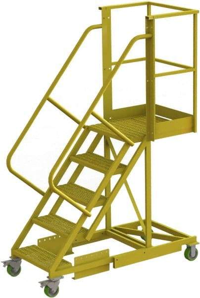 TRI-ARC - 92" 5 Step Configurable Cantilever Ladder - Supported, 300 Lb Capacity, 50" Platform Height, 30" Base Width x 64" Base Depth, Perforated Tread - A1 Tooling