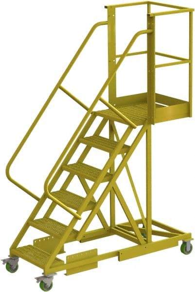 TRI-ARC - 102" 6 Step Configurable Cantilever Ladder - Supported, 300 Lb Capacity, 60" Platform Height, 30" Base Width x 72" Base Depth, Serrated - A1 Tooling